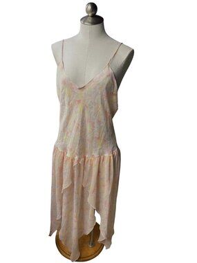 Fantasies By Morgan Taylor Pastel Floral Asymmetrical Hem Nightgown Large 41o